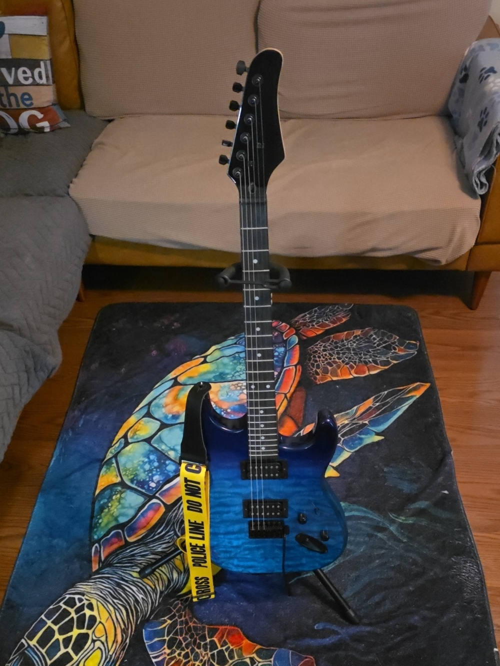 Blue Electric Guitar Wall Art - Home Art Accent